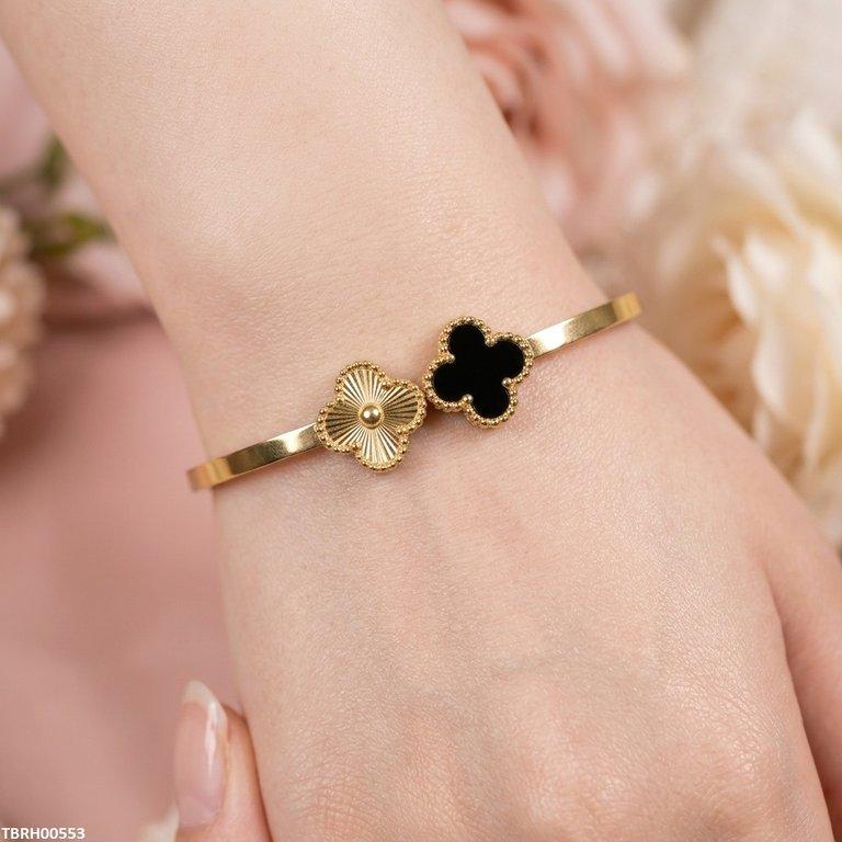 Bhs Double Clover Stainless Steel Bracelet Adjustable