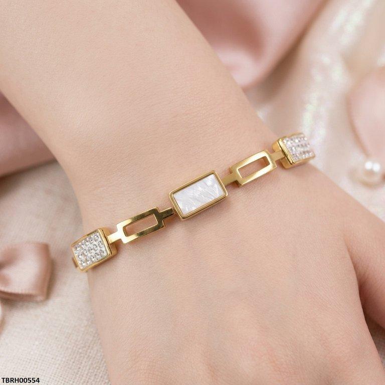 Bhs Rectangle Stone Stainless Steel Bracelet Adjustable