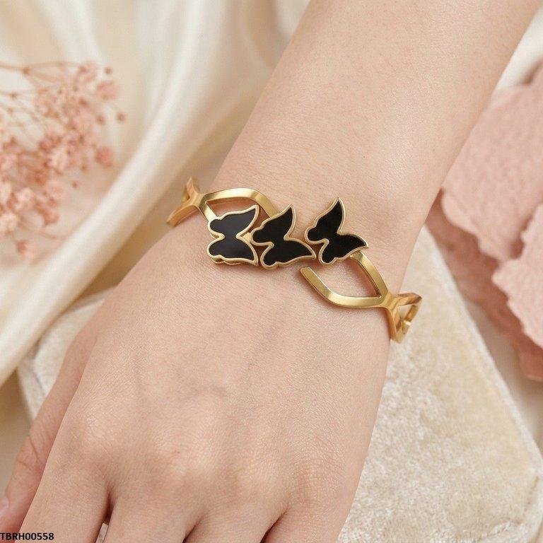 Bhs Triple Butterfly Stainless Steel Bracelet Adjustable