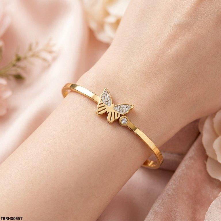 Bhs Butterfly Stone Stainless Steel Bracelet Adjustable