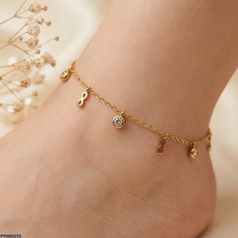 Bhs Stainless Steel Infinity/Round Drop Anklet