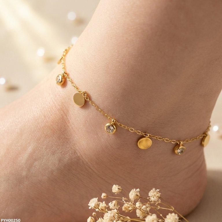 Bhs Stainless Steel Round Drop Anklet