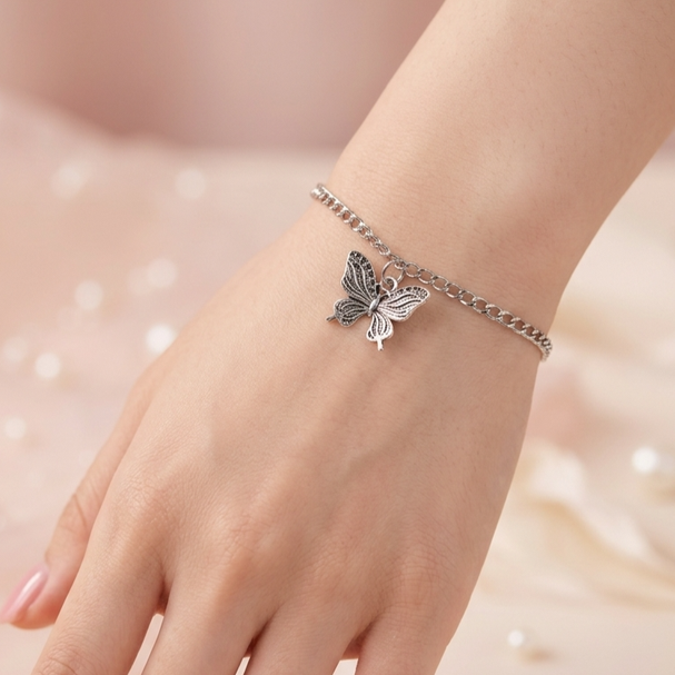 Butterfly Stainless Steel Adjustable Bracelet