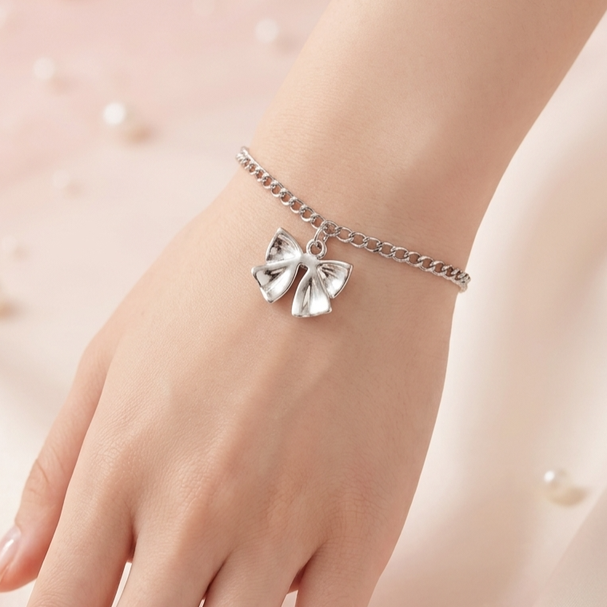 Tie Bow Stainless Steel Adjustable Bracelet