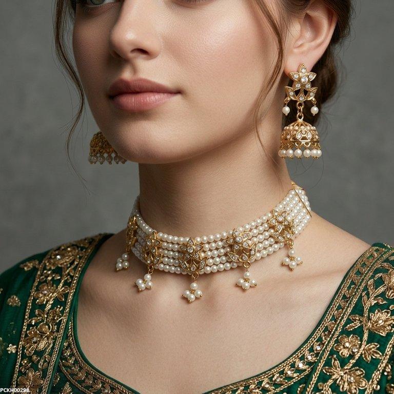 Round Pearl Star Choker Set