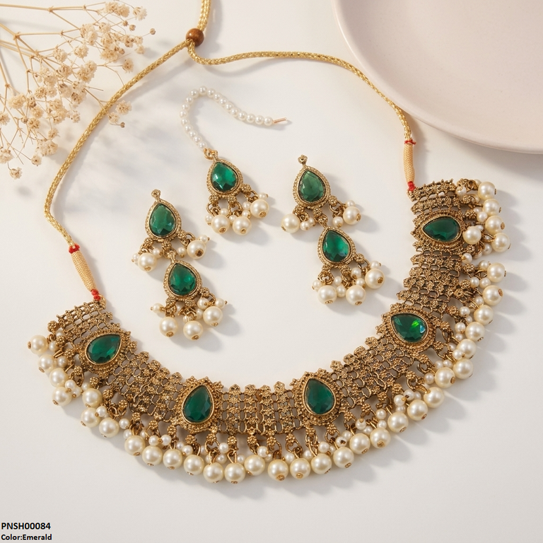 Tear Pearl Necklace Set