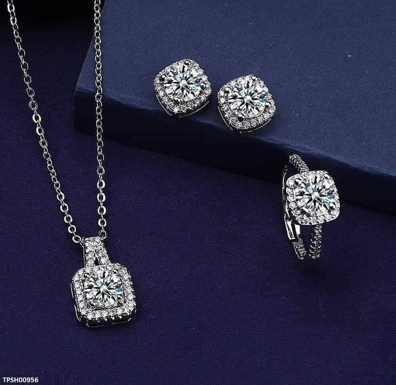 Square Stone Pendant Set