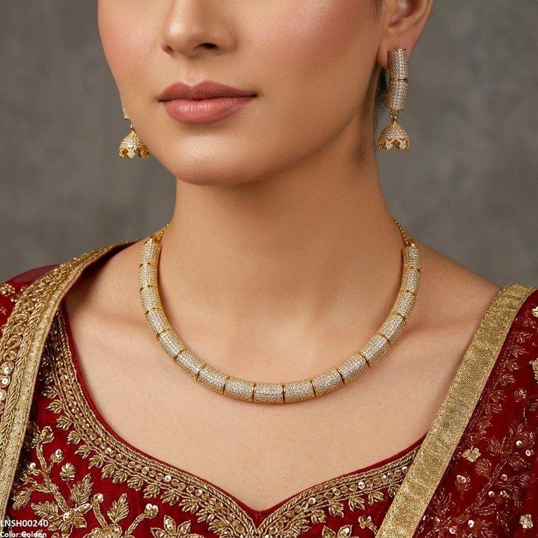 Ris Imported Zircon Jumki Drop Necklace Set