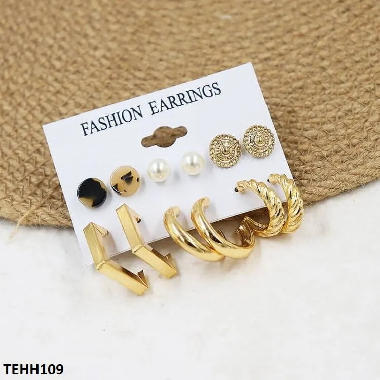 6 Differ Ear Hoops Pair