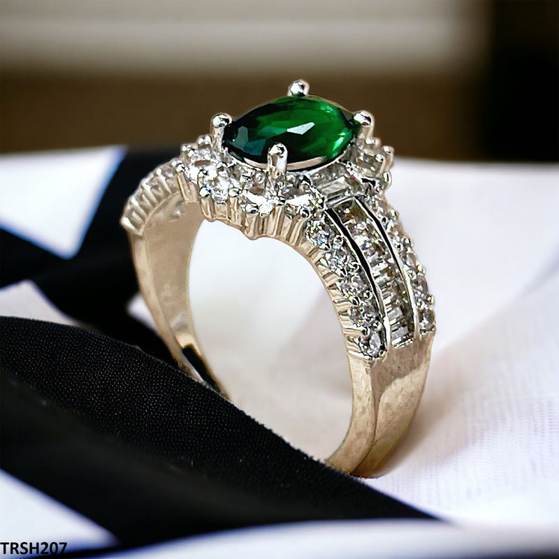 Green Step Adjustable Zircon Ring