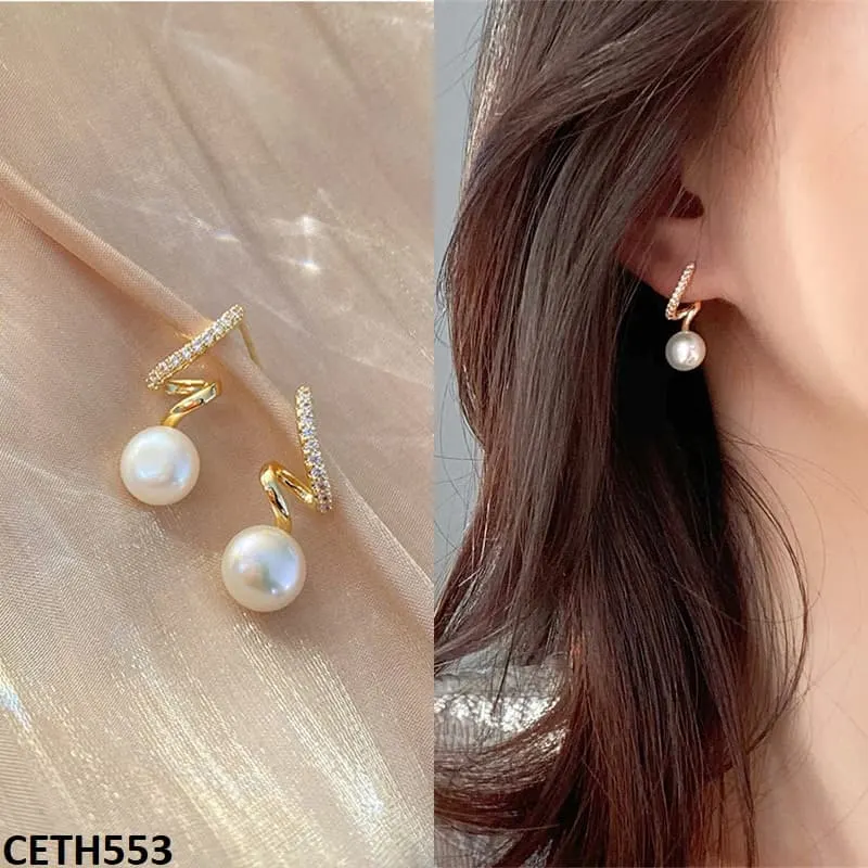 Zigzag/Pearl Stud Tops Pair