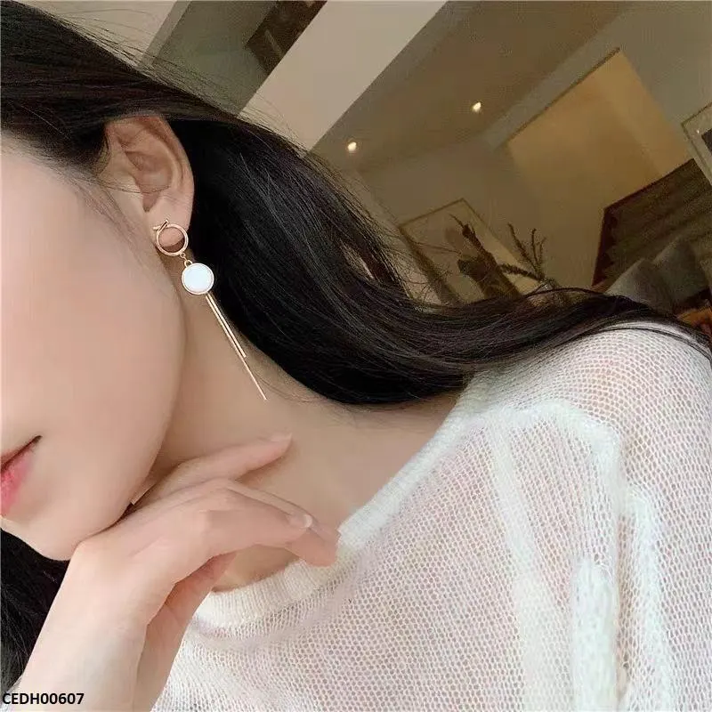 Round Double Chain Drop Earrings