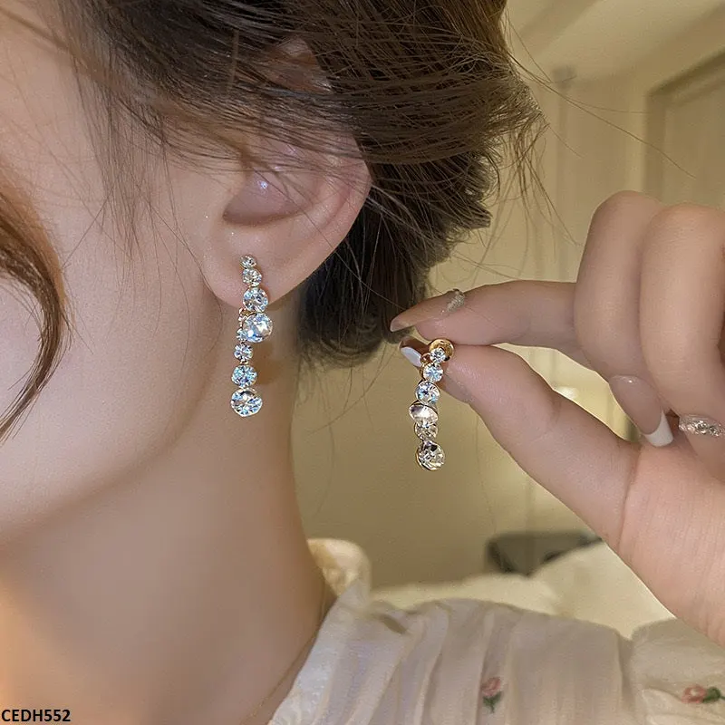 Round Stone Drop Earrings