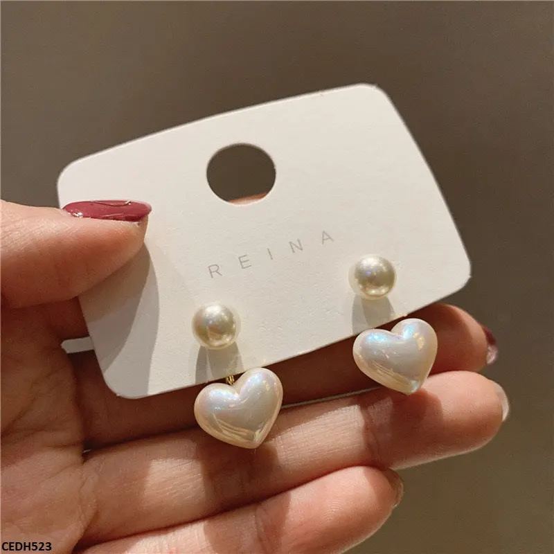 Pearl/Heart Drop Earrings