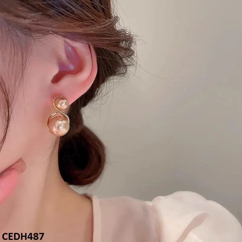 Round Pearl Drop Earrings