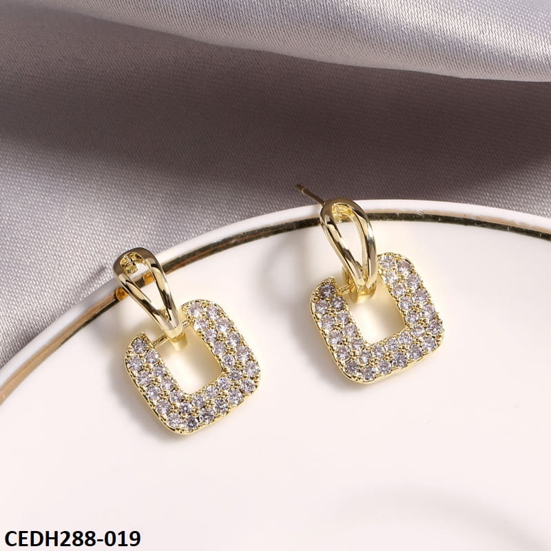 Tear Square Drop Earrings Pair