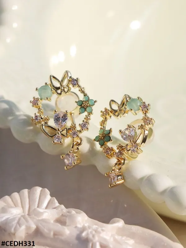 Zcd Flower/Butterfly Drop Earrings Pair