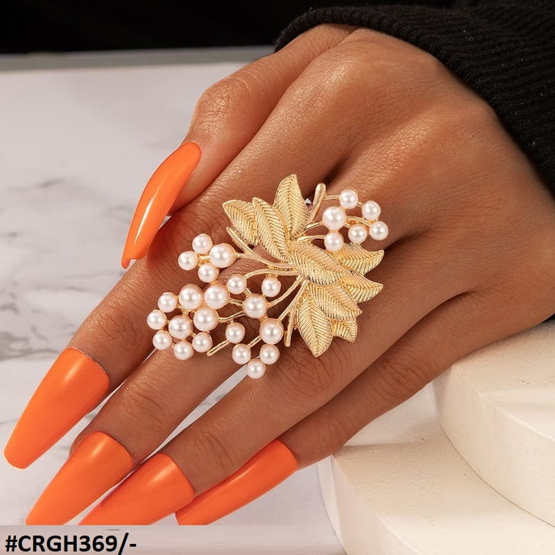 Leaf N Pearl Ring Adjustable