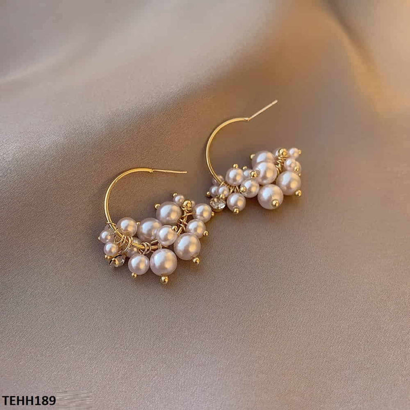 Pearl C-Shape Ear Hoops Pair