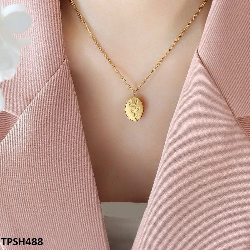 Stainless Steel Oval Flower Pendant