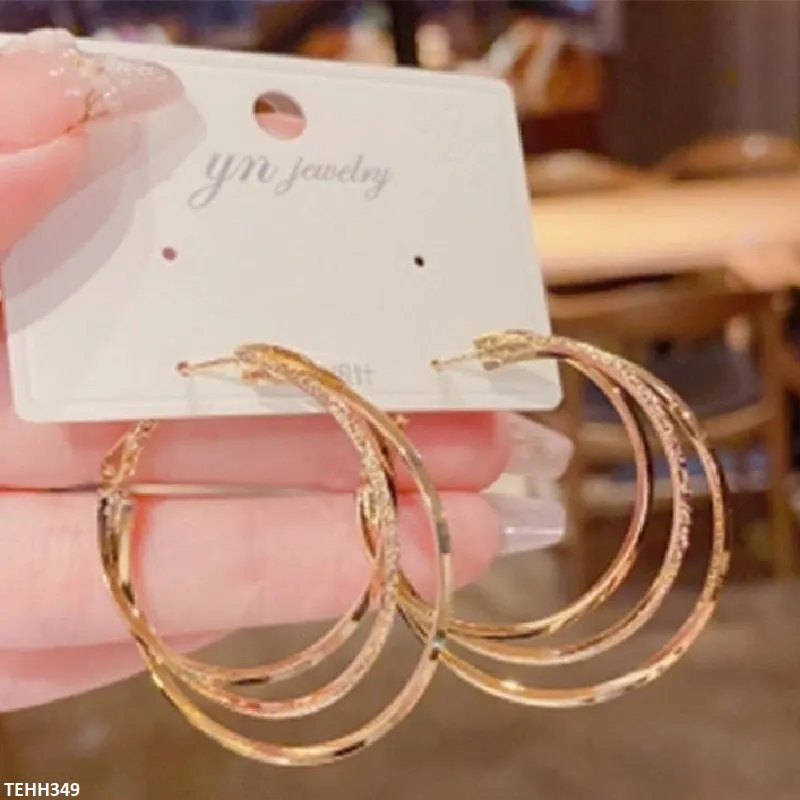 Round Layered Ear Hoops Pair