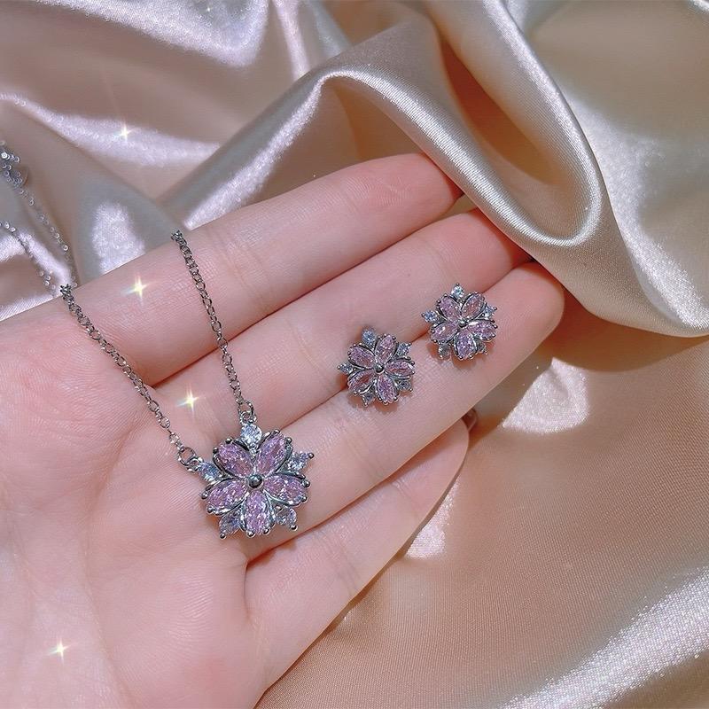 Marquise Flower Zircon Pendant Set