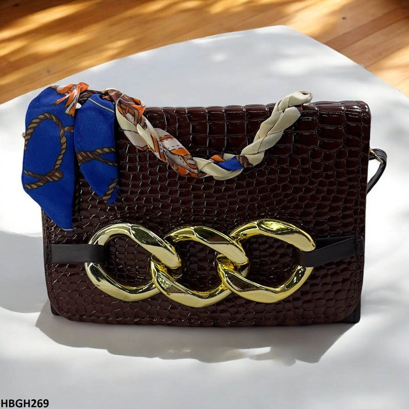 HBGH269 Cyg Silk Scarf Linked Chain Bag