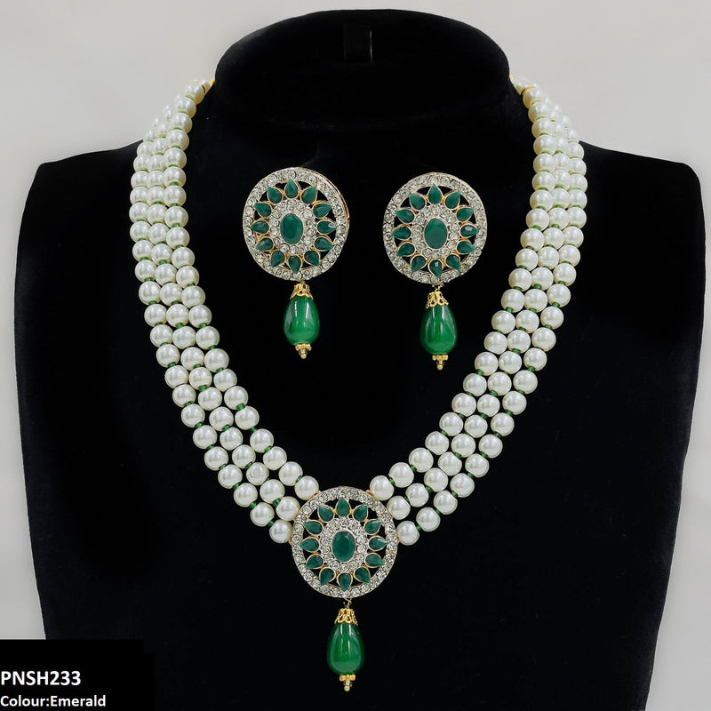 Flower Pearl Drop Necklace Set