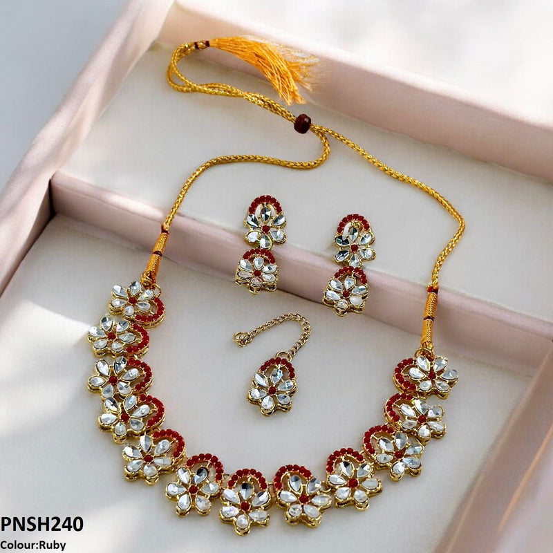 Flower Tear Stone Necklace Set