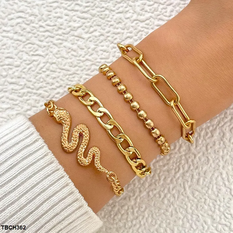 Snake 4 Chain Hand Bracelet