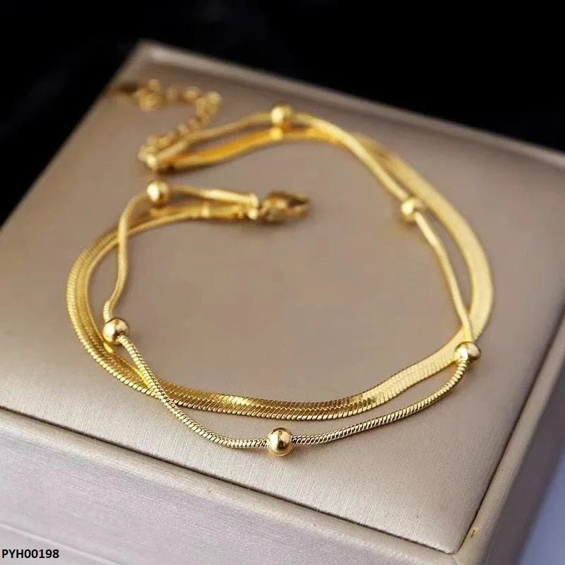Stainless Steel Double Chain Ball Single Anklet