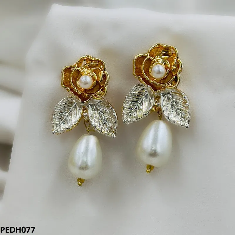 Flower/Pearl Drop Earring Pair
