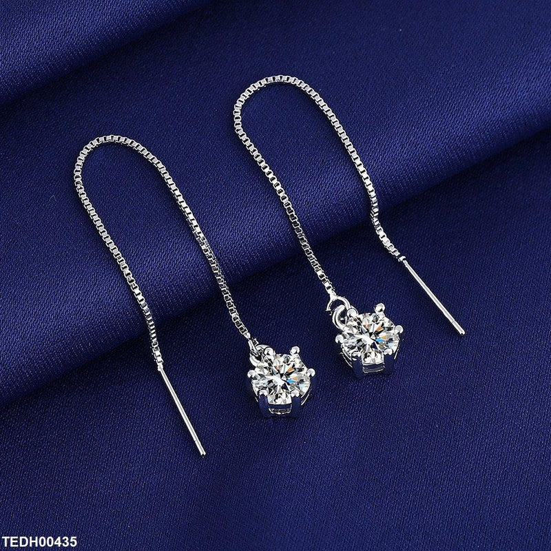 Round Stone Drop Earrings