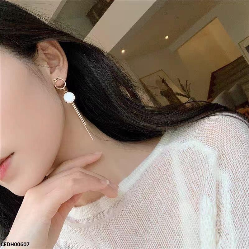 Round Double Chain Drop Earrings