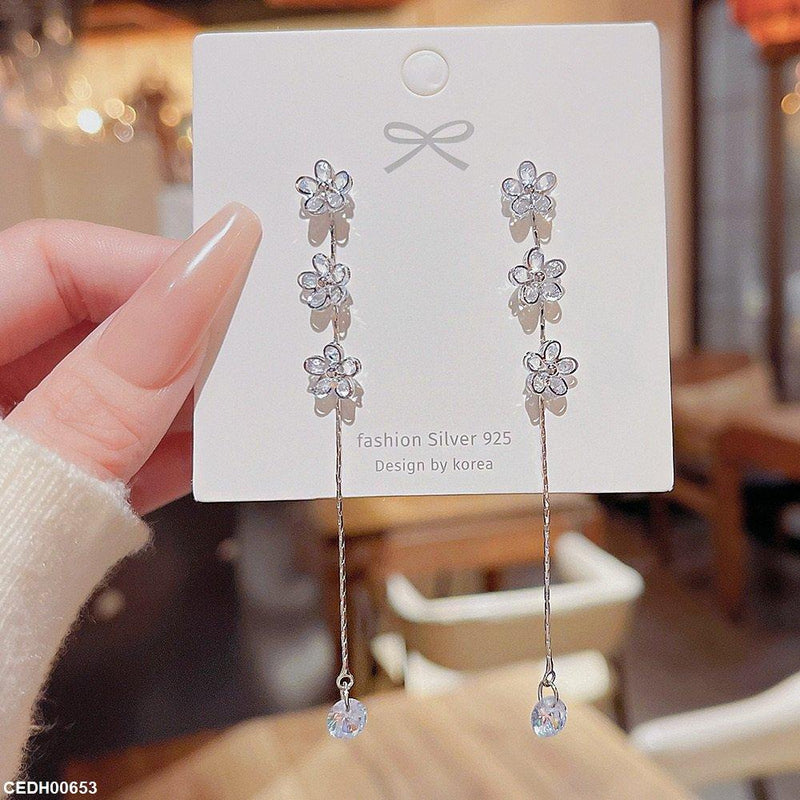 Stylised Flower Drop Ear Pair