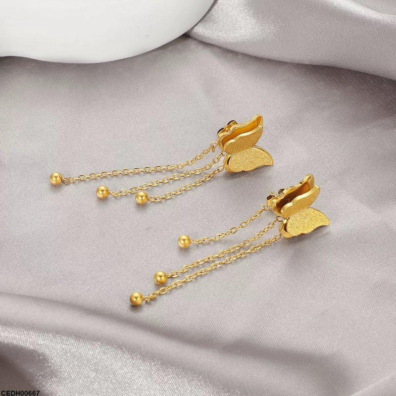 Double Butterfly Chain Drop Earrings