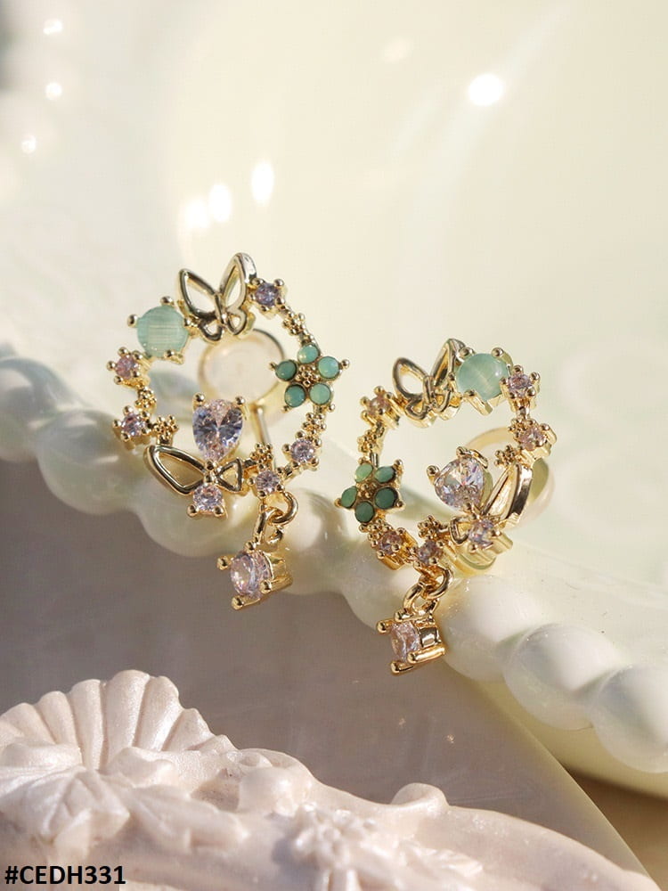 Zcd Flower/Butterfly Drop Earrings Pair