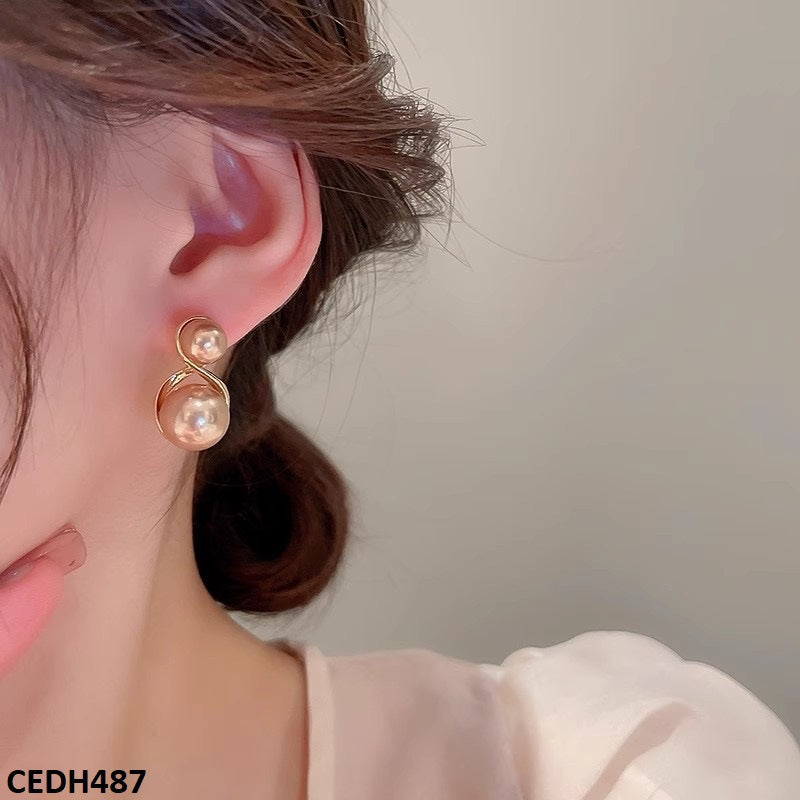 Round Pearl Drop Earrings