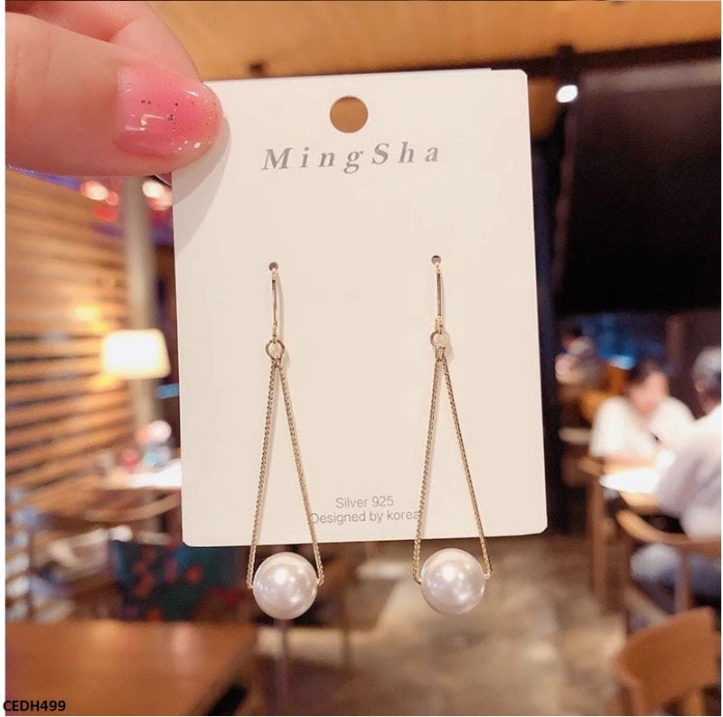 Triangle Pearl Drop Earrings