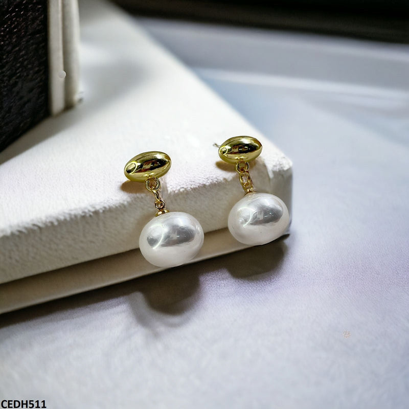 Rhj Oval/Pearl Drop Earrings Pair