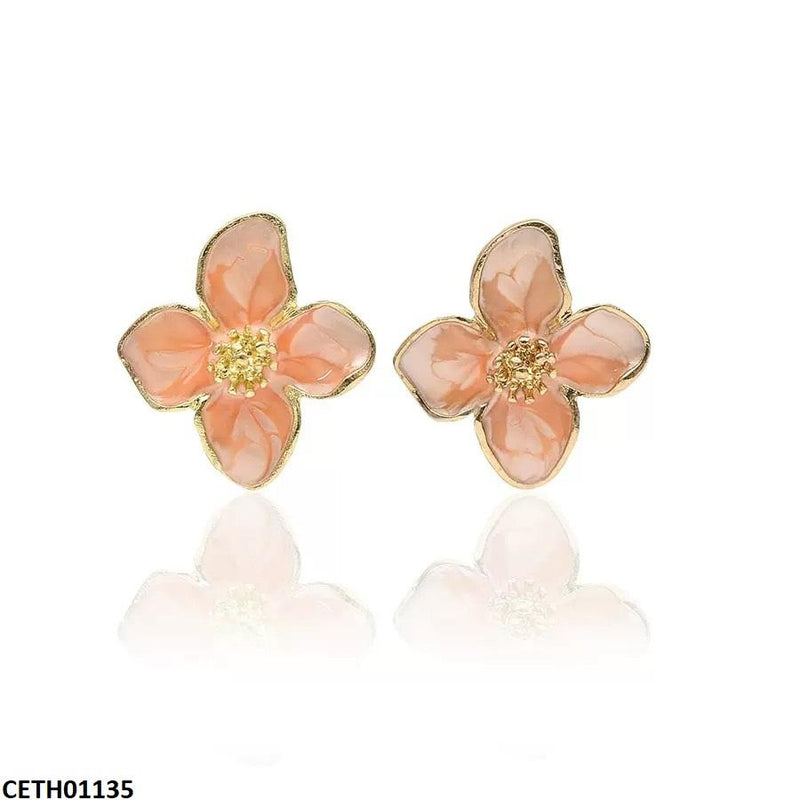 Orange Flower Tops Pair
