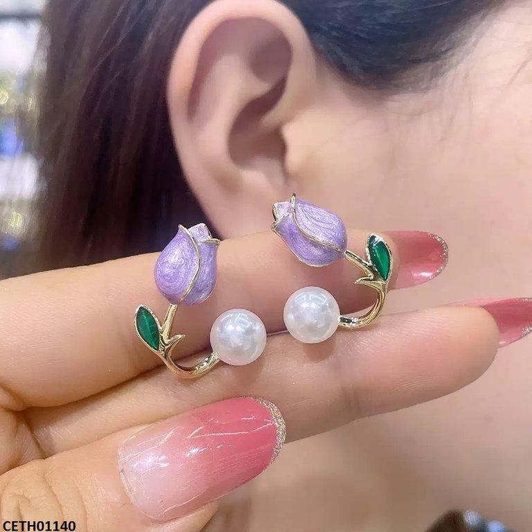 Pearl Purple Flower Tops Pair