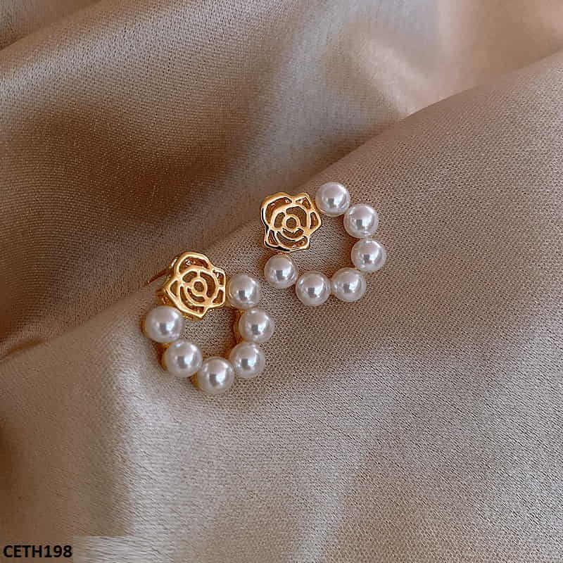 Rose Pearl Stud Tops Pair