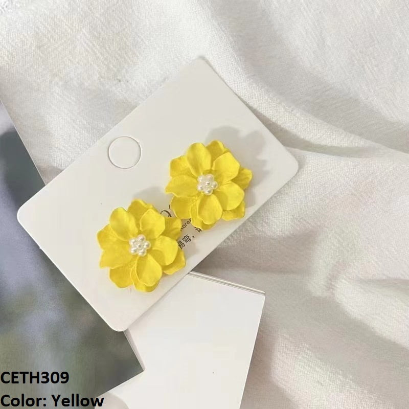 Painted Flower Stud Tops Pair