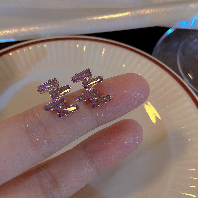 4 Baguette Joint Stud Tops Pair