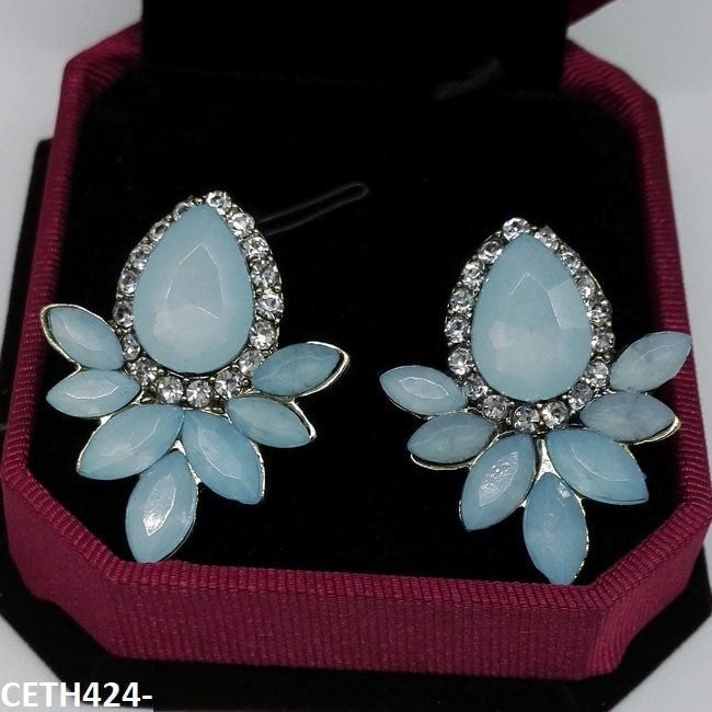 Step Pear Stud Tops Pair
