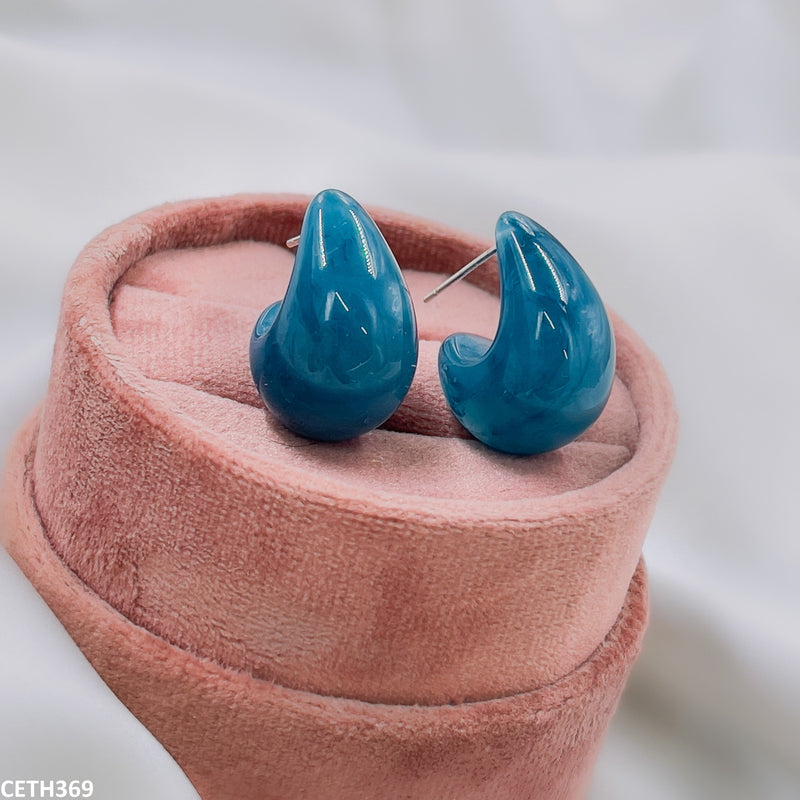 Blue Curved Stud Tops Pair