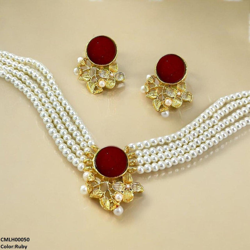 Circle Flower Pearl Choker Set