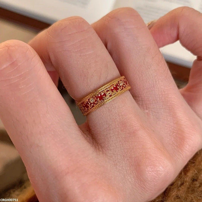 Crimson Blossom Adjustable Ring