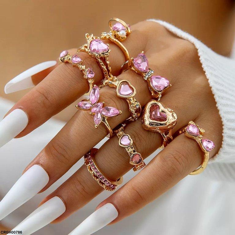 Heart 10 Midi Rings